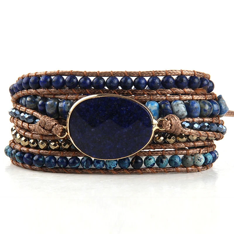 RH Mode Han Böhmischen Schmuck Boho Armband Mixed Natürliche Steine Charm 5 Stränge Wrap Armbänder Geschenk DropShipping