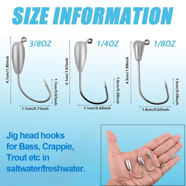 4/6/12Pcs Jig Heads Fishing Hooks Tube bait jighead Worm lure Fishhooks for Bass Crappie Salmon Fishing jig 1/8oz 1/4oz 3/8oz 2