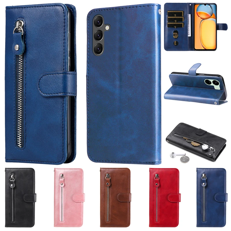 Elegant PU Leather Zipper Wallet Phone Case with Stand and Card Slot