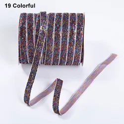 Multicolor Shimmer Glitter Velvet Ribbon for DIY Crafts and Decorative Wrapping (19 colorful)