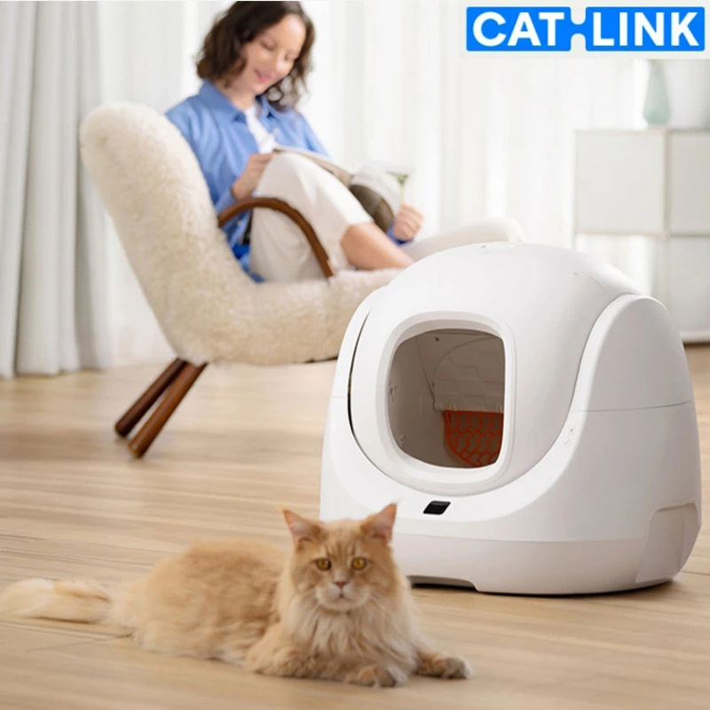 Фото Самоочищающийся Туалет CATLINK, автоматический туалет для кошек, большой закрытый песочный ящик для кошек, домашних животных, умные предметы Arenero Gato Cerrado Cat WC №1