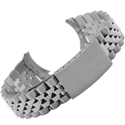 Elegant Curved End Luxury Stainless Steel Watch Band Bracelet - 21mm (Steel - no logo)