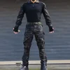 Safari RU Camo Tactical Sets Men Outdoor Breathable Tops Long Sleeve T Shirts+Multi-pocket Cargo Pant Suit Training Combat Set 1