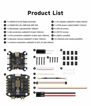GEPRC TAKER H743 BT 32Bit 65A Stack 32Bit 65A 4IN1 ESC Dual Gyro Data Analyze Record Flight Barometer for Racing Drone MOZ7 V2 1