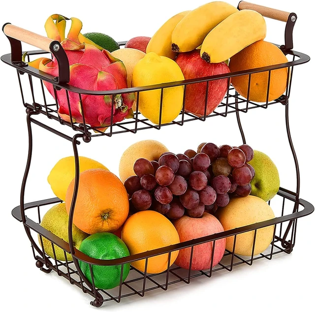 Tiered tray Fruit Basket,2-Tier Bowl for Kitchen Counter