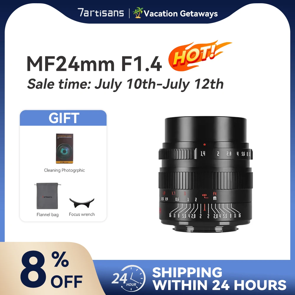 7 Artigiani 7 Artigiani 24Mm F1.4 Aps-C Obiettivo Di Grandi Aperture Umane Primes Per Fotocamere Sony E Canon Eos-M Rf Fujiffx M4/3 Nikon Z