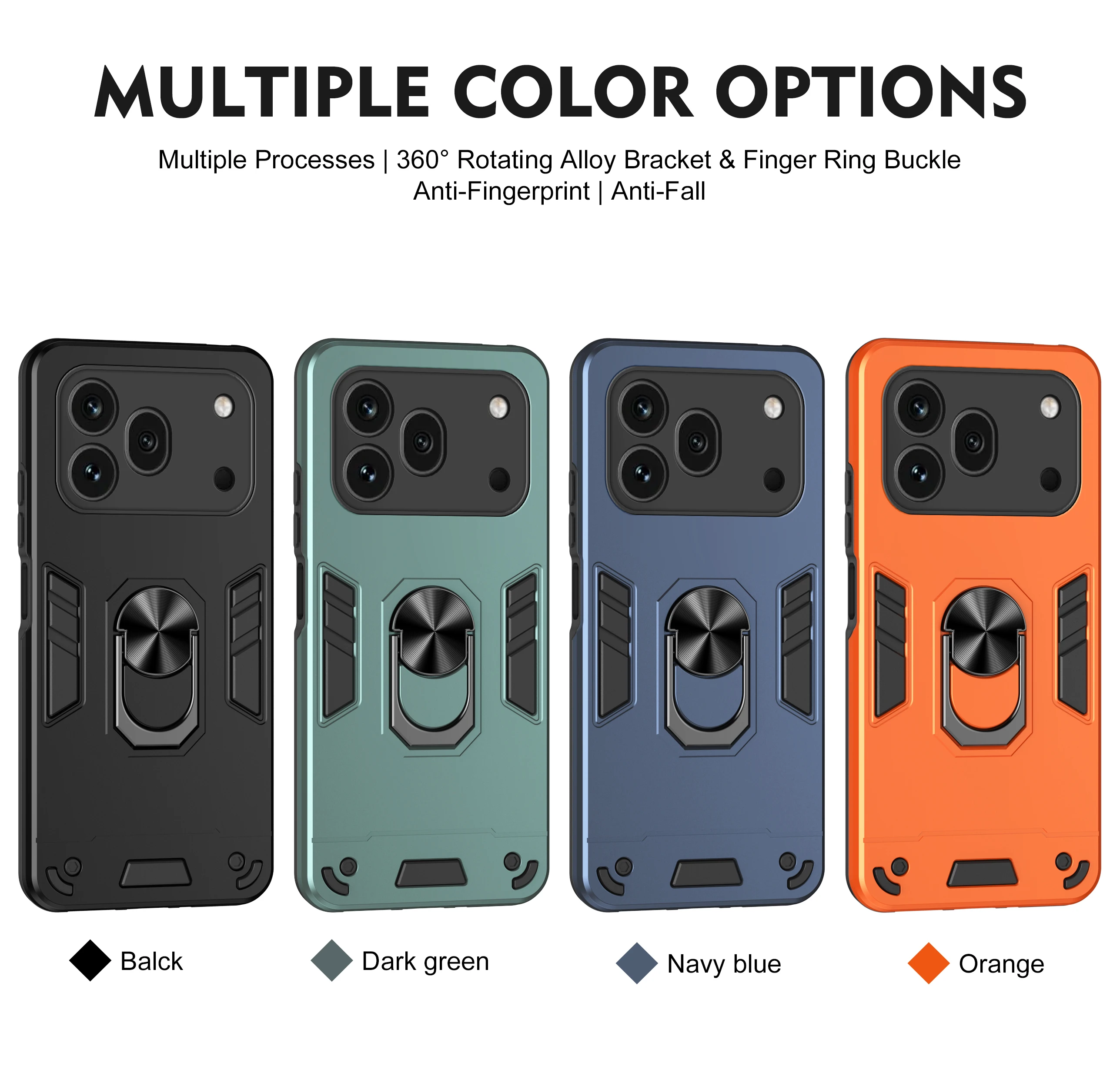 Armor Shockproof Phone Case with Ring Holder Stand and Protective Cover