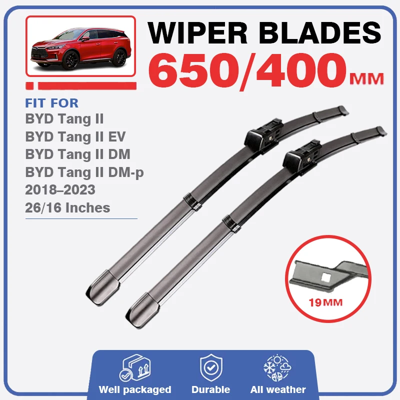 

For BYD Tang II EV DM EV600 Wiper Blades 2018 2019 2020 2021 2022 2023 Front Windshield Wiper Brushes Windscreen Window Cutter