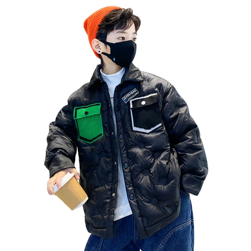 

Fashion Kid Clothes for Boys Cotton Coat Autumn Winter New Streetwear Patchwork Pocket Design Top Casual Jacket for Teens 4-14 Y