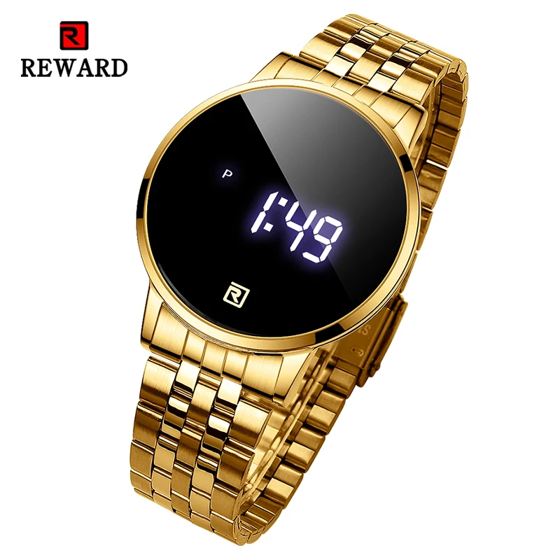 New REWARD Digital Couple Wristwatch Touch Screen Sport Waterproof Men Wrist Watch Luxury Stainless Steel Watch for Father winter outdoors skiing sport gloves waterproof windproof warm thermal fleece touch screen snowboard full finger cycling glove