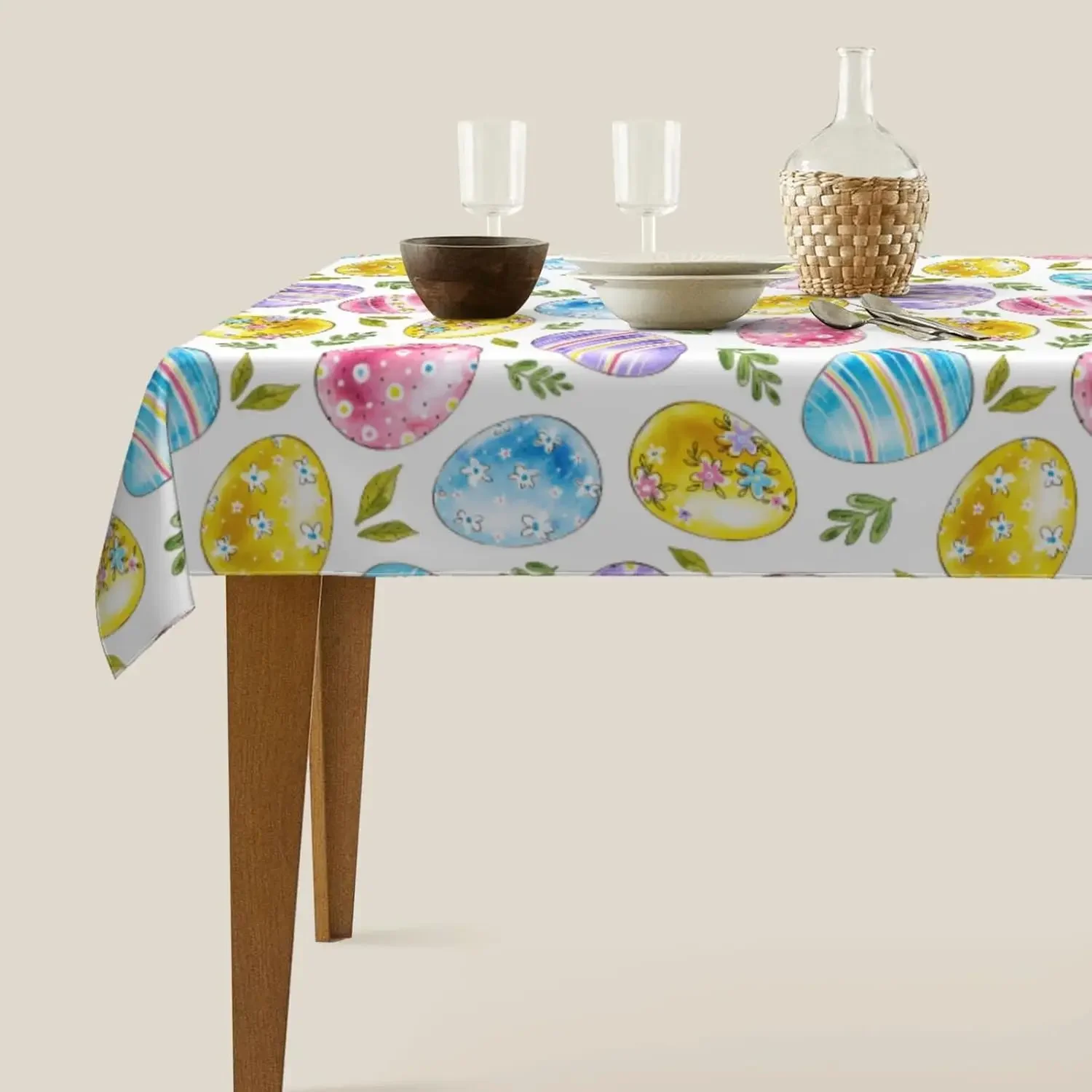 Easter Eggs Waterproof Tablecloths Holiday Party Decor Rectangle Table Cover for Kitchen Dining Table Decor Easter Decorations 3
