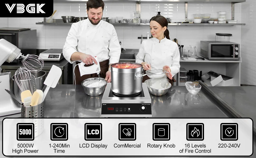 Description Picture 5 of itemCooktop,Professional Induction Cooktop, 5000W Hot Plate with LCD Touch and Knob control 4 Hours Timer, 16 Power Levels,Auto-Shut
