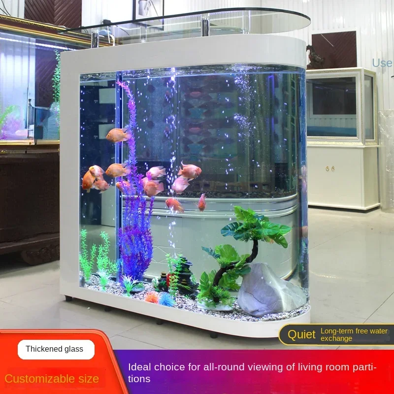 

Customized Bullet Ecological Fish Tank Floor Aquarium Medium and Large Household Creative