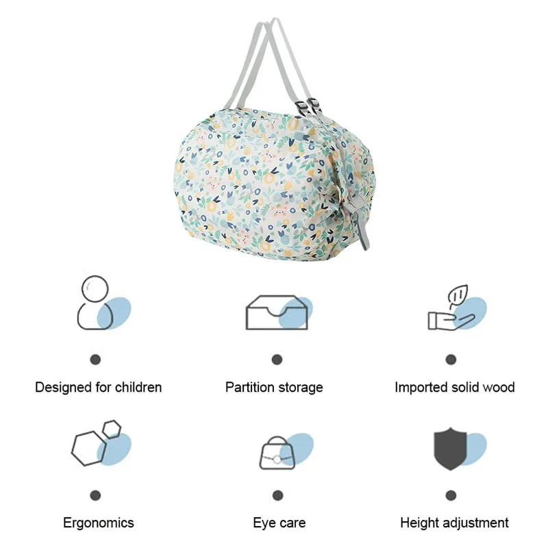 Eco-Friendly Foldable Tote Bag with Cat and Lemon Design