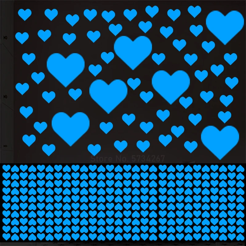 180PCS Blue Luminous Hearts Wall Stickers Fluorescent Children's Room DIY Self-adhesive Home Decoration Glow In The Dark Decal luminous wall stickers fluorescent stickers