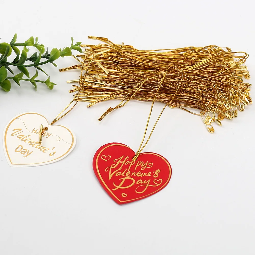 100pcs 8cm Length Gold Lines Loop Locks High Quality Clothing Tags Labels Hanger pin Garments Fasteners Accessories Wholesale