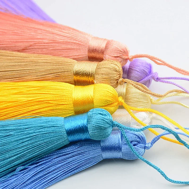 2/5/10Pcs Silky Floss Tassels 16cm Chunky Soft Elegant Handmade with Cord Loop Chinese Knot for Jewelry Making