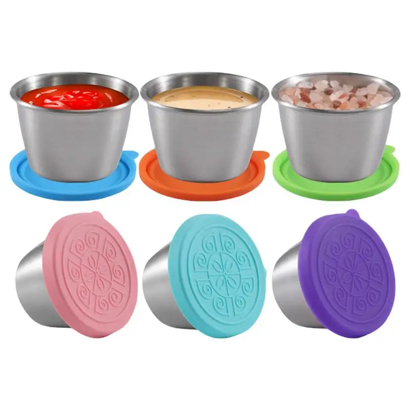 

Mini Salad Dressing Container Stainless Steel Small Condiment Container With Lids Leakproof For Kids Lunch Containers Box