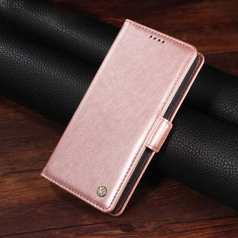 Litchi-Textured Leather Flip Wallet Case with Side Buckle