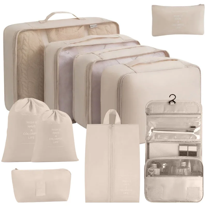 10-Piece Travel Packing Cube Set - Portable Wardrobe & Luggage Storage Bags