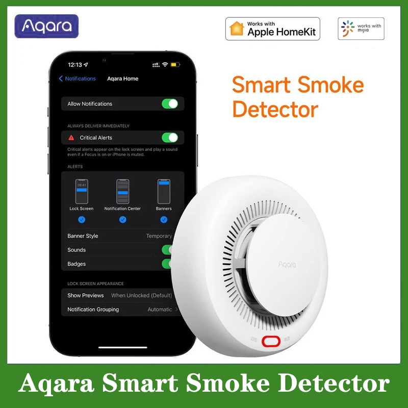 

Aqara Smoke Detector Sensor Fire Alarm Zigbee 3.0 Monitor Sound Alert Home Security APP Works with Xiaomi Mi home Homekit