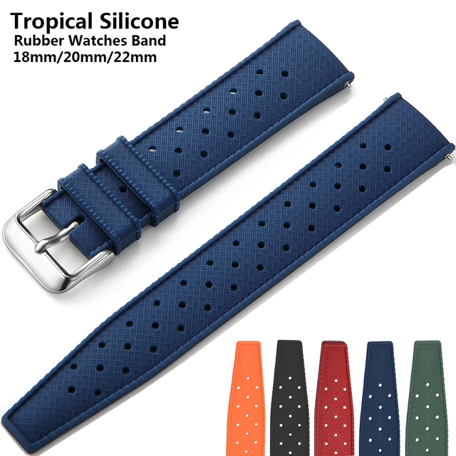 Tropical Ocean FKM Fluoro Rubber Watch Strap - Black