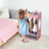 Kids Costume Organizer、 Costume Rack、Kids Armoire、Open Hanging Armoire Closet with Mirror-PINK 6