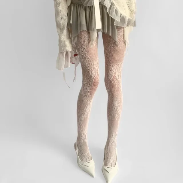 Women tights 2025 new sexy lace floral thigh high stockings pantyhose lingerie hosiery mesh fishnet