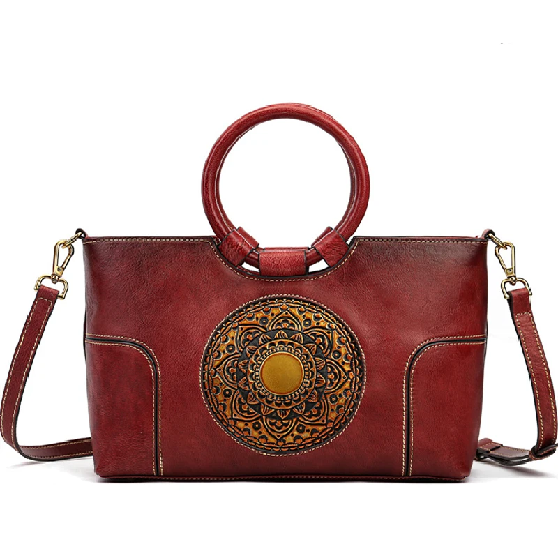 

Highend Fashion Vintage Grey Red Brown Full Grain Genuine Leather Women Handbag Female Purse Lady Shoulder Messenger Bag M3133