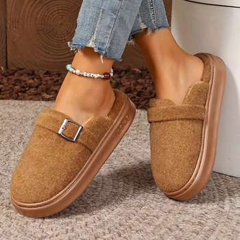 Winter Women's Slippers Home Plush Luxury Designer Woman Shoes Indoor Fluffy Fashion Platform Fuzzy Fur Slides Elegant Flat Soft 1