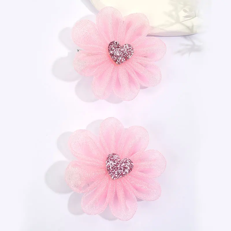 2PCS New Kids Hair Flower Clips Mesh Chiffon Boutique Hairpins Fashion Hair Accessories Baby Hair Clip Girls Apparel Headwear images - 6