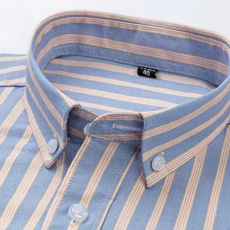Men's Spring Autumn Pockets Turn-down Collar Button Striped Contrasting Long Sleeve Shirt Cardigan Coats Casual Formal Tops