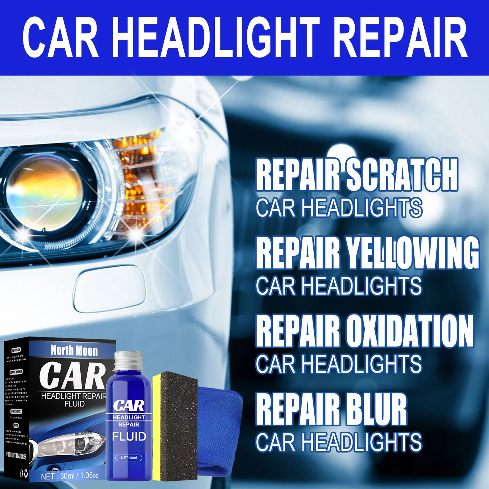 Car Headlight Repair Fluid Kit Car Headlight Lens Restoration Fluid