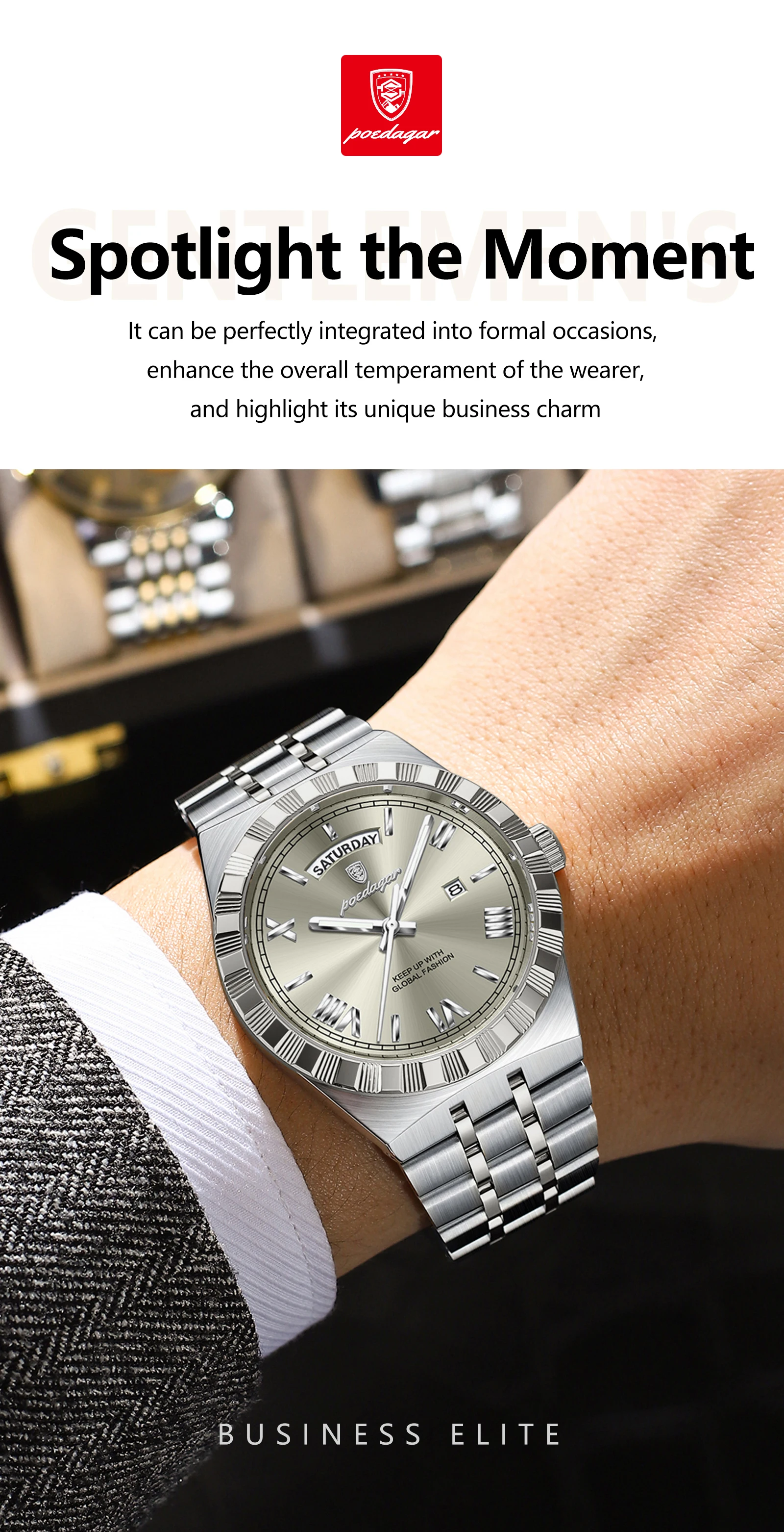 Herrklocka quartz business rostfritt stål vattentät datum_voghion.com