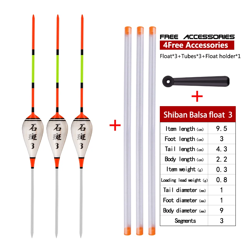 3PCS Balsaholz Schwimmt + 3 Röhren + 1 Boje Sitz Flaches Wasser Eis Vertikale Empfindliche Bobber Zubehör Werkzeuge angelgerät – Detail 7