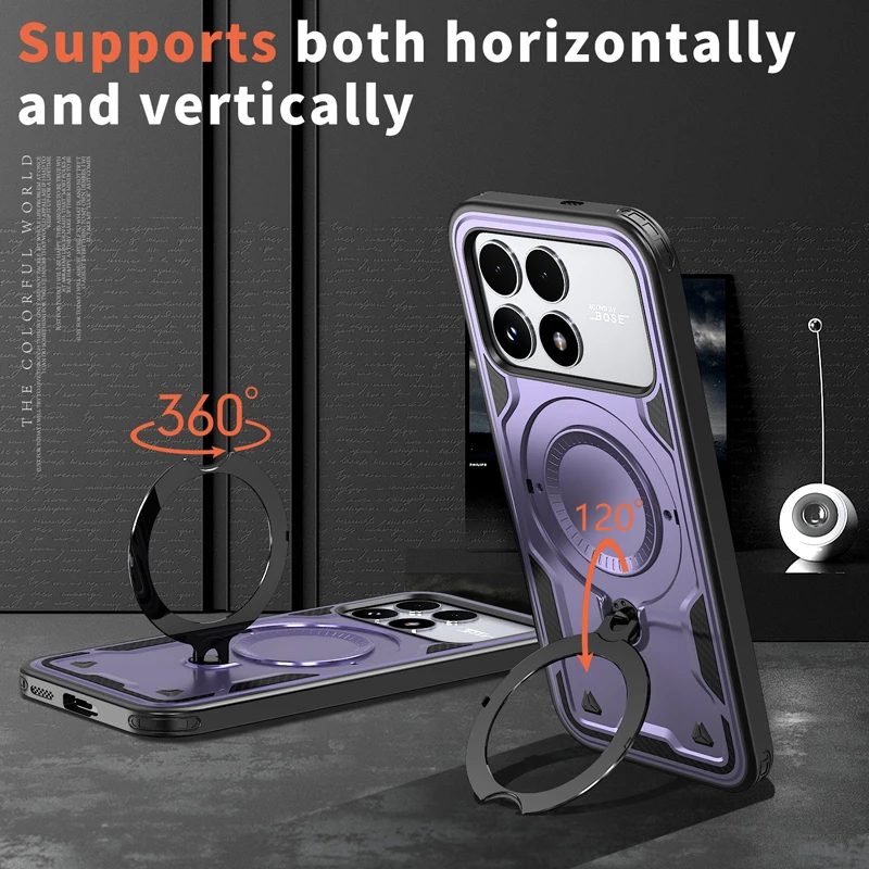 Magnetic Case with Rotating Holder and Suction Grip for Smartphones – ELVEV Hard PC Cover