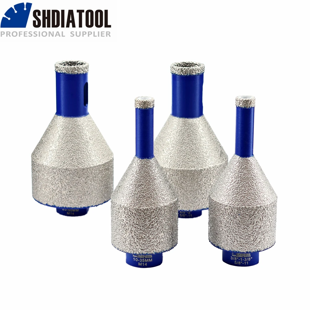 SHDIATOOL Diamond Drilling Finger Chamfer Milling Bits Tile Marble Quartz Ceramic Granite Shaping Grinding Enlarge Bevel Shape bgtec 1pc hex shank diamond chamfer bits ceramic marble tile quartz countertop milling bits hole grinder dia20 35 50mm grinding