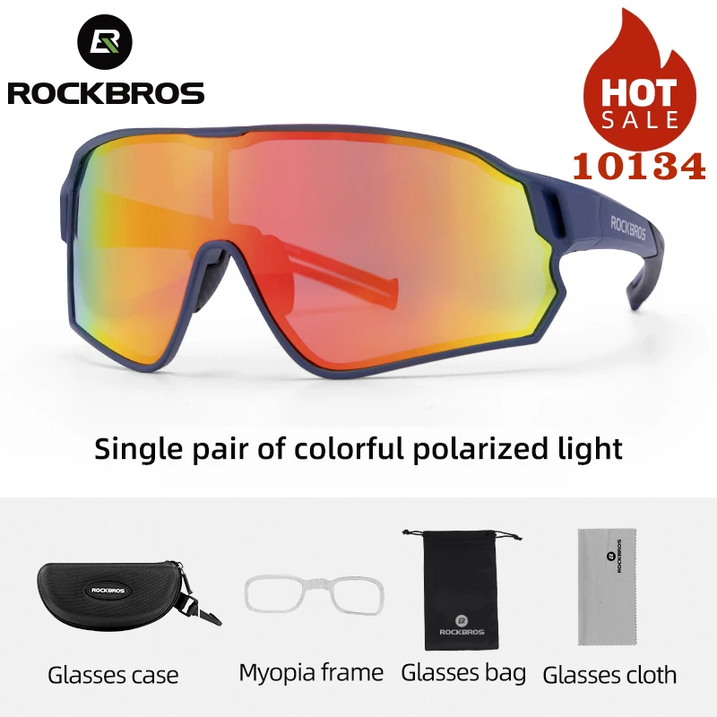 RockBros Cycling Polarized Sunglasses Red Frame Goggles for Myopia Glasses 
