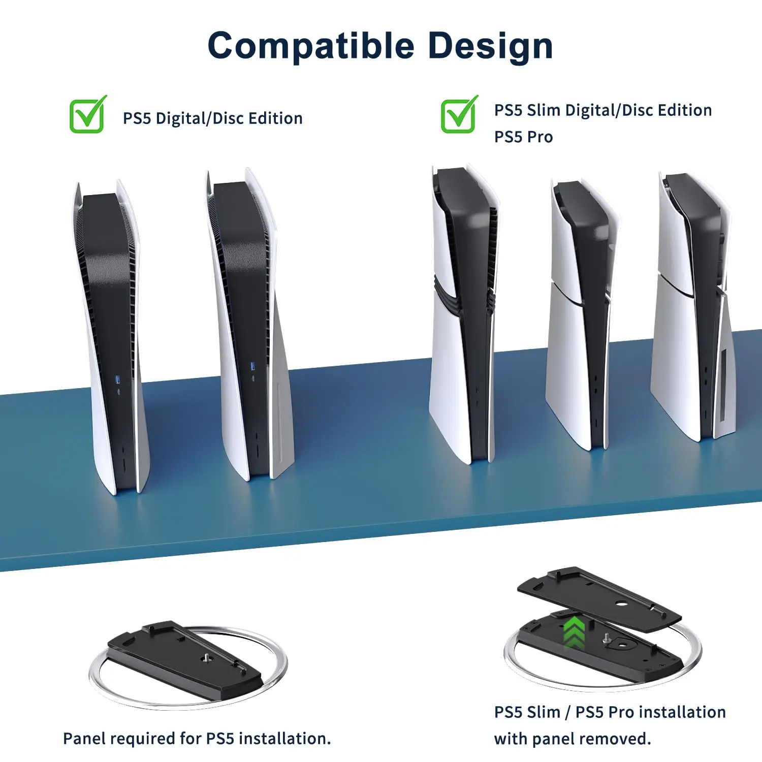 Sleek Black Vertical Console Stand with Anti-Slip Pads for Space-Saving Organization