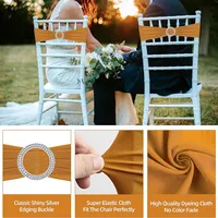 Spandex Chair Sashes Premium Stretch Chair Cover Band with Buckle Universal Elastic Chair Ties for Wedding Party Ceremony Decor 4