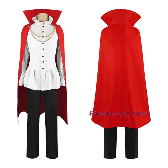 Sanji Cosplay Costume Shirt Long Pants Cloak Set Fantasy Red