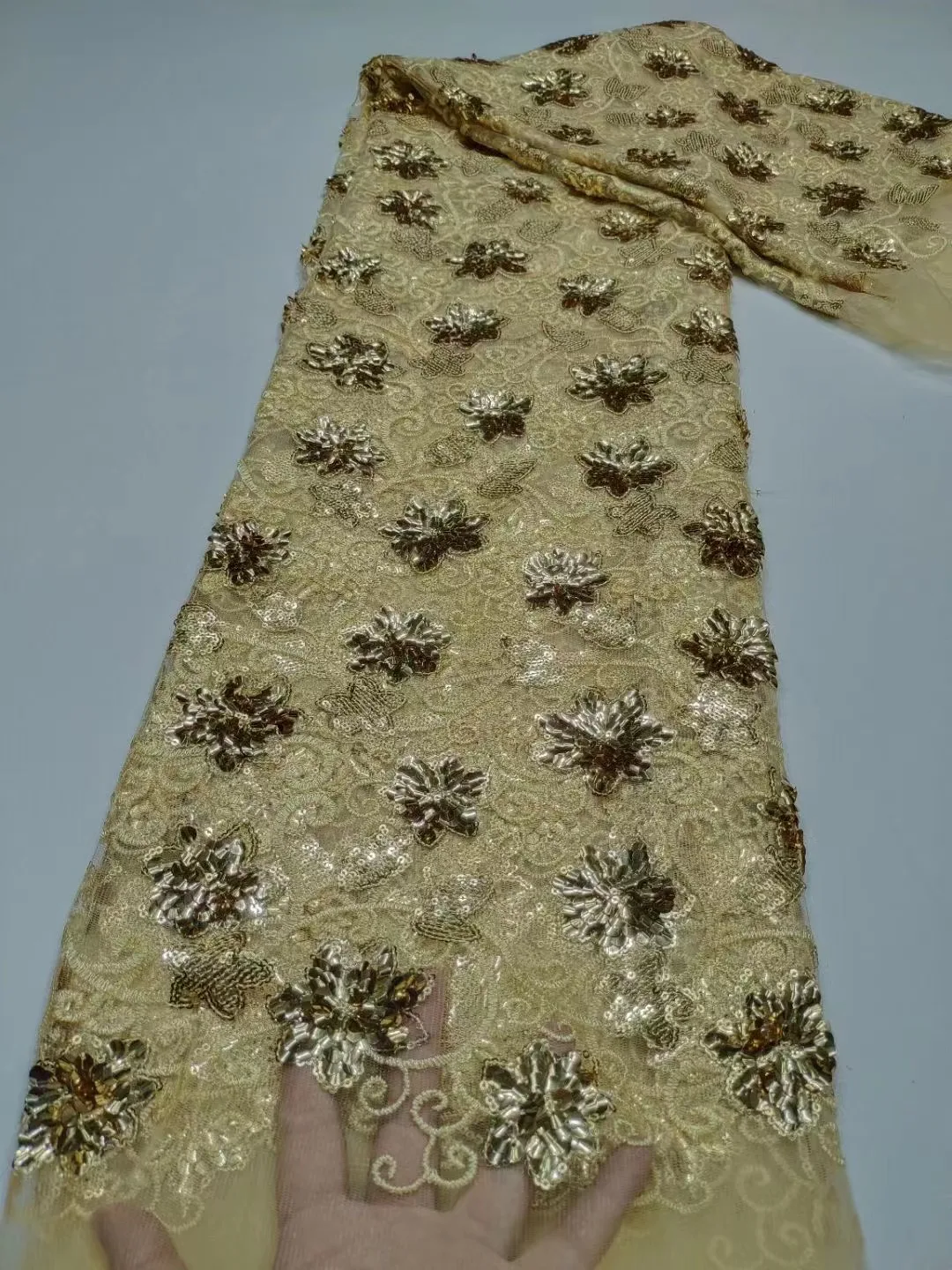

Bule African Sequins Lace Fabric 2023 5 Yards High Quality French Nigerian Groom Lace Fabric For Sewing Dress Wedding Party