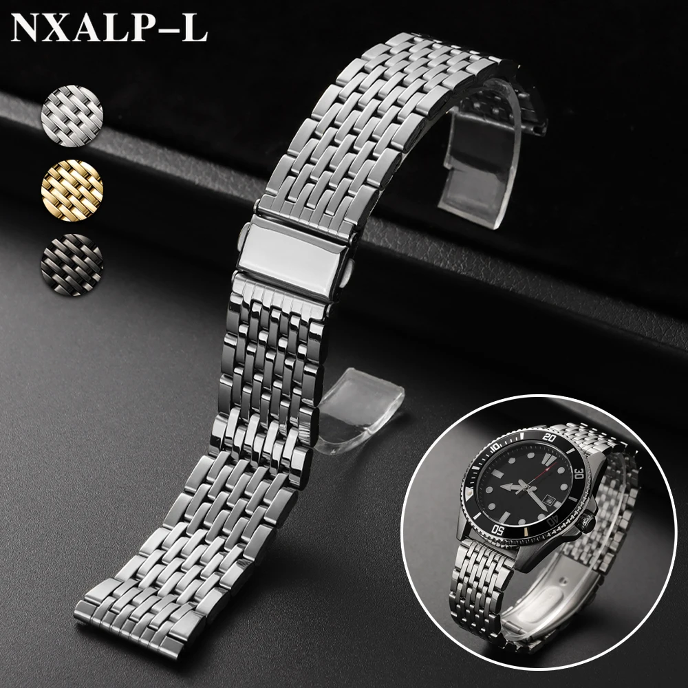 Elegant Stainless Steel Watch Band with Folding Safety Buckle