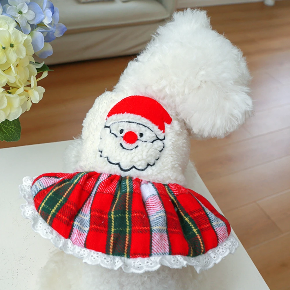 Dog Christmas Dress Warm Comfortable Pet Costume Skirt for Christmas Dog Supplies