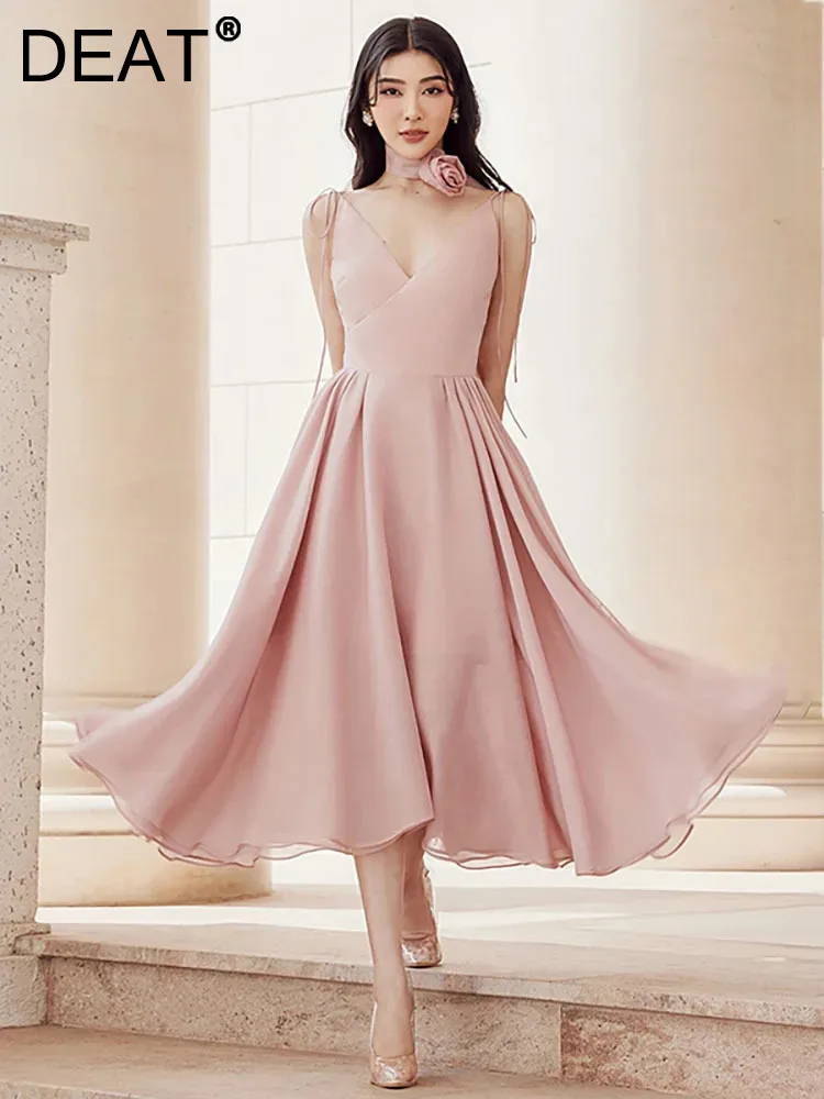 

DEAT Fashion Women's Evening Dress 3D Flower Sleeveless High Waist Backless Elegant Party Dresses Summer 2024 New 15KB1722