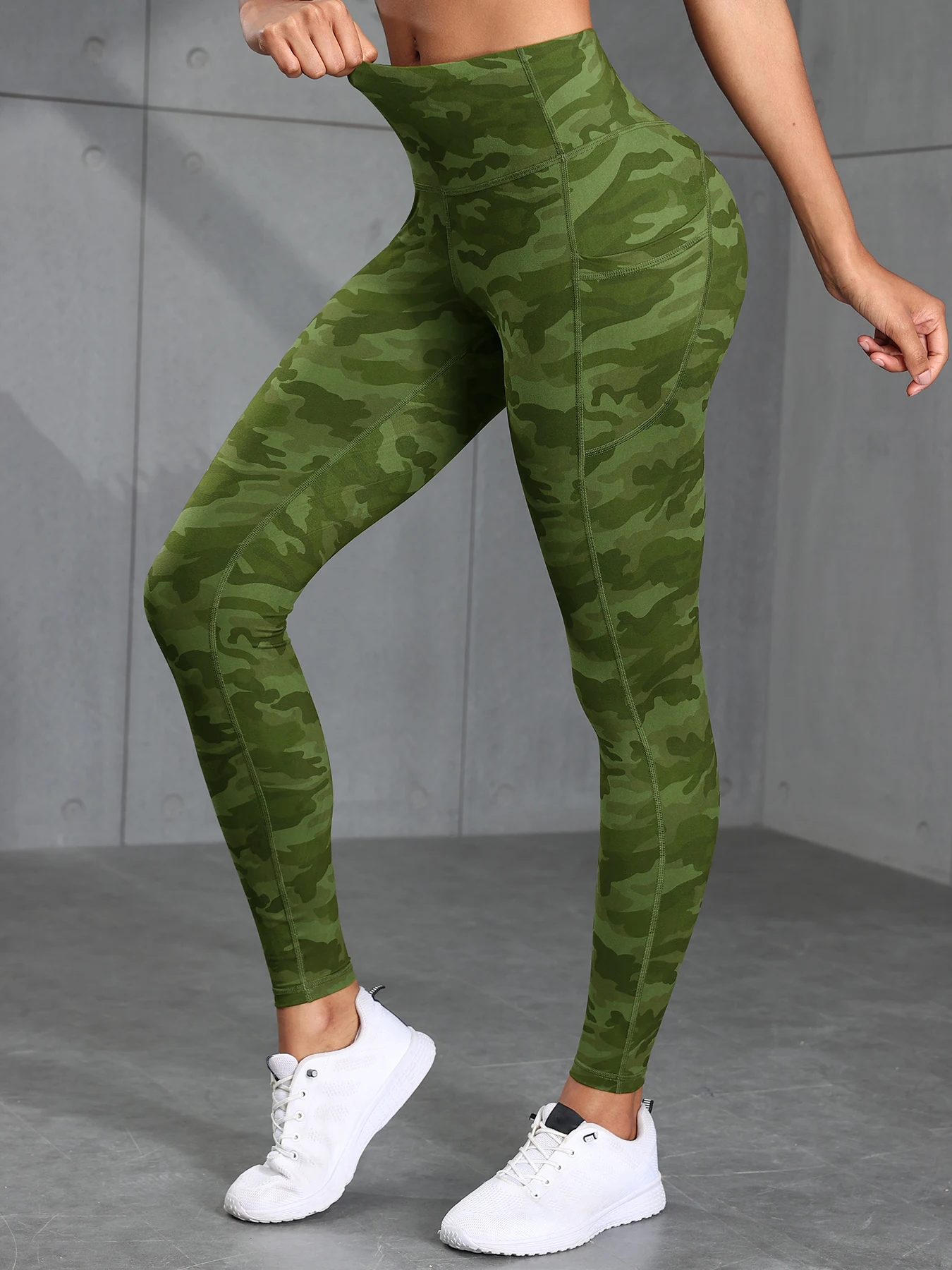 NORMOV Camouflage Gym Leggings Women Casual Skinny Stretch High Waist Leggings Women Exercise Pockets