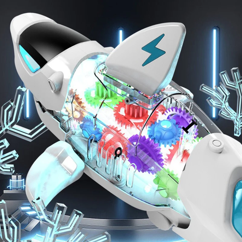 시뮬레이션된 회전하는 상어 전동 기어 움직이는 상어 멋진 조명 소리 효과 애완 상어 인터랙티브 게임 장난감 남아 여아 선물용