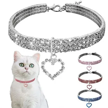 고양이 크리스탈 목걸이 모조 진주 모조 다이아몬드 펜던트 진주 목걸이 개 목걸이 고양이 개 애완용 콜리어 칼라 가토