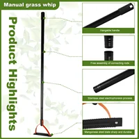Grass Whip with Double-Edged Serrated Sharp Steel Blade Manual Weed Grass Cutter with 30 Inch Handle Handheld Garden Hoe Tool 2