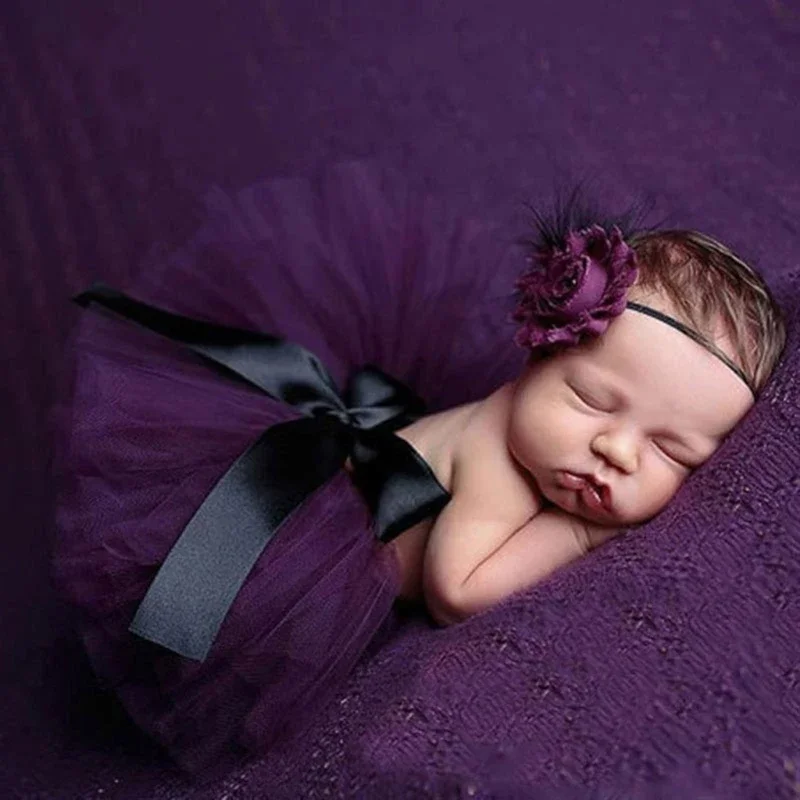 

Infant Photography Outfit Headband Bowknot Tulle Skirt Photostudio Props Baby Photo Costume Newborns Shower Gift